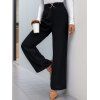 Pantalon Décontracté Long Droit en Couleur Unie Zippée à Jambe Large - Noir L | US 8