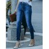 Pantalon Crayon Décontracté Zippé Long Plissé en Denim - Bleu profond S | US 4