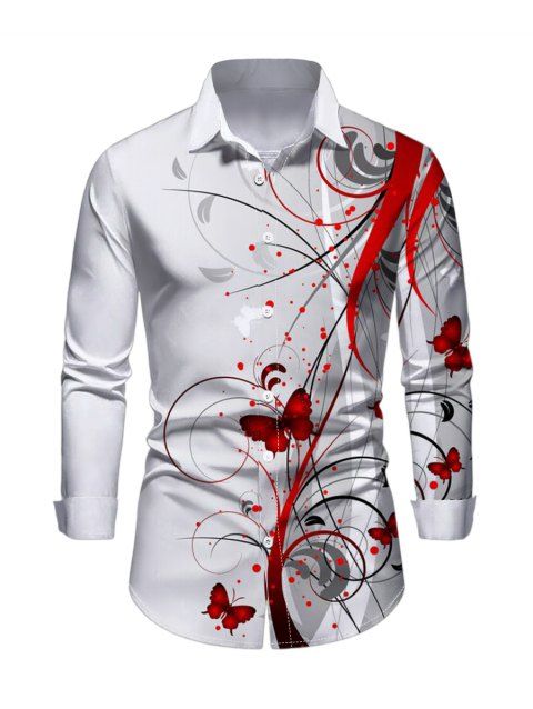 Chemise Palmier D'Ecriture avec Boutons Motif Papillon