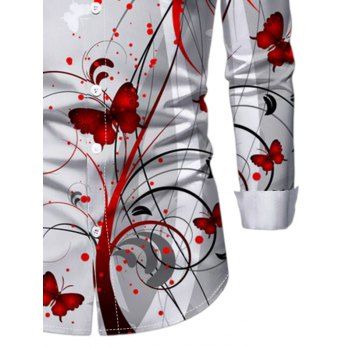 Halloweem Blood Butterfly Print Long Sleeve Button Up Shirt