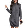 Mini Robe Texturée en Couleur Unie à Manches Raglan avec Bouton-pression - Gris XL | US 10