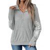 Sweat à Capuche Décontracté Fleur Imprimée Contrasté avec Poche Kangourou à Cordon - Gris Clair XL | US 10