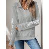 Sweat à Capuche Décontracté Fleur Imprimée Contrasté avec Poche Kangourou à Cordon - Gris Clair XL | US 10