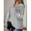 Sweat à Capuche Décontracté Fleur Imprimée Contrasté avec Poche Kangourou à Cordon - Gris Clair XL | US 10