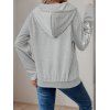 Sweat à Capuche Décontracté Fleur Imprimée Contrasté avec Poche Kangourou à Cordon - Gris Clair XL | US 10