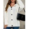 Cardigan à Capuche Boutonné à Goutte Epaule avec Poche à Ourlet Côtelé - Blanc XL | US 10