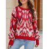 Pull de Noël Motif Géométrique à Goutte Epaule - Rouge L | US 8