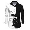 Chemise Boutonnée Chat Imprimé Bicolore à Manches Longues - Noir S