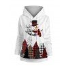 Sweat à Capuche Décontracté Graphique Slogan Bonhomme de Neige et Sapin de Noël - Blanc XXL | US 14