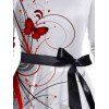 Robe D'Halloween Ceinturée Papillon Sang Imprimé à Manches Longues - Blanc XXL | US 14