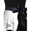 Robe D'Halloween Ceinturée Chat Imprimé Bicolore à Manches Longues - Noir S | US 4