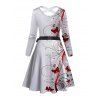 Halloween Blood Butterfly Print Cross Belted Long Sleeve Dress And Button Up Shirt Matching Outfit - Blanc S | US 4