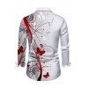 Halloween Blood Butterfly Print Cross Belted Long Sleeve Dress And Button Up Shirt Matching Outfit - Blanc S | US 4