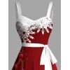 Robe de Soirée Volantée Imprimé Flocon de Neige et Clochette de Noël - Rouge S | US 4