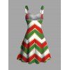 Robe de Fête Noël Froncée sur la Poitrine avec Col en Cœur Imprimé Chevron et Ceinture - multicolor S | US 4