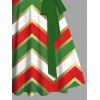Robe de Fête Noël Froncée sur la Poitrine avec Col en Cœur Imprimé Chevron et Ceinture - multicolor S | US 4