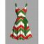 Robe de Fête Noël Froncée sur la Poitrine avec Col en Cœur Imprimé Chevron et Ceinture - multicolor M | US 6