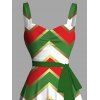 Robe de Fête Noël Froncée sur la Poitrine avec Col en Cœur Imprimé Chevron et Ceinture - multicolor M | US 6