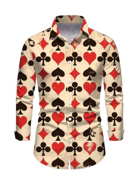 Chemise Boutonnée Carte Imprimée Partout à Manches Longues