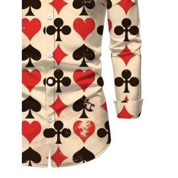 Allover Playing Card Pattern Belted Mini Dress And Long Sleeve Button Down Shirt Matching Outfit