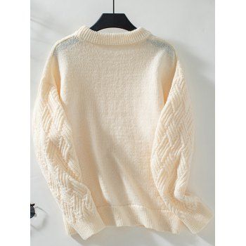 Solid Color Vintage Twist Knit Crewneck Sweater Classic Retro Style Pullover Knit Sweater