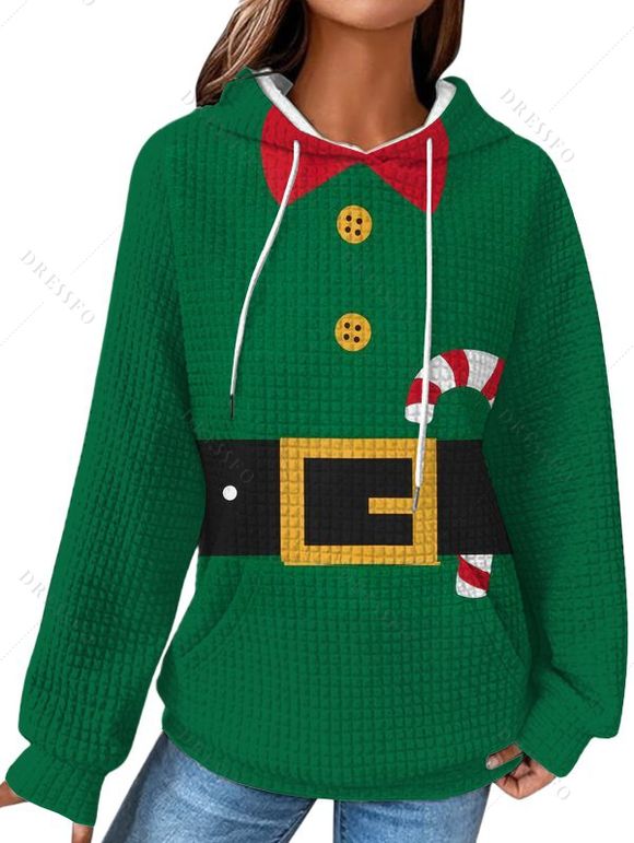 Sweat à Capuche de Noël 3D Bonbons Imprimés à Cordon - Vert profond XL | US 12