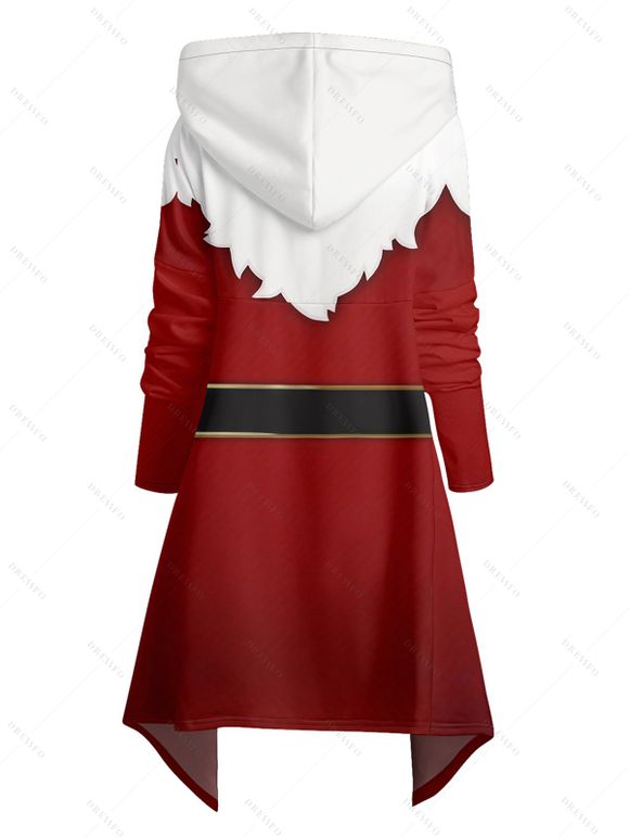 Christmas 3D Print High Low Drop Shoulder Hoodie And Long Sleeve Button Down Shirt Matching Outfit - Rouge foncé S | US 4