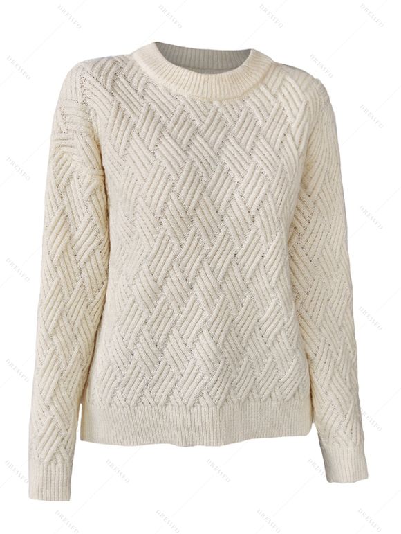 Pull Style Rétro Classique en Tricot en Couleur Unie à Col Rond - café lumière S | US 4