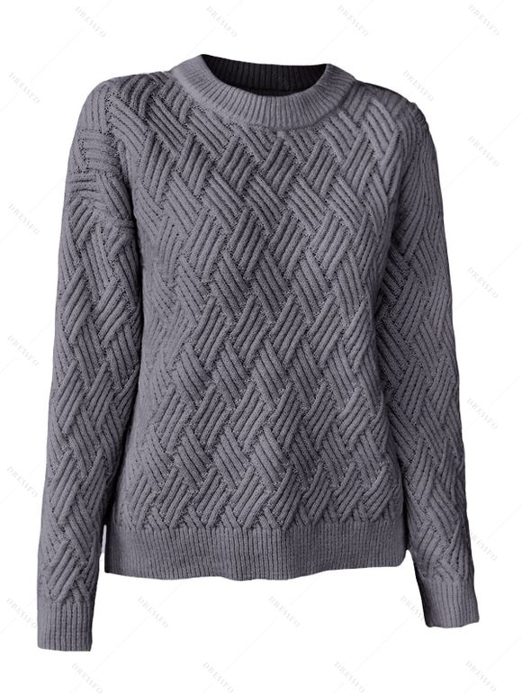 Pull Style Rétro Classique en Tricot en Couleur Unie à Col Rond - Gris M | US 6