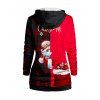 Sweat à Capuche de Noël Texturé Imprimé Carreaux Père Noël avec Poche Kangourou - Rouge L | US 8-10