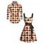 Allover Playing Card Pattern Belted Mini Dress And Long Sleeve Button Down Shirt Matching Outfit - café lumière S | US 4