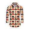 Allover Playing Card Pattern Belted Mini Dress And Long Sleeve Button Down Shirt Matching Outfit - café lumière S | US 4