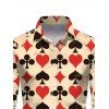 Allover Playing Card Pattern Belted Mini Dress And Long Sleeve Button Down Shirt Matching Outfit - café lumière S | US 4