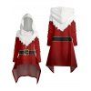 Christmas 3D Print High Low Drop Shoulder Hoodie And Long Sleeve Button Down Shirt Matching Outfit - Rouge foncé S | US 4