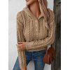 Pull à Capuche Vintage Epais en Tricot à Câble à Demi-Boutons - café lumière S | US 4