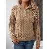 Pull à Capuche Vintage Epais en Tricot à Câble à Demi-Boutons - café lumière S | US 4