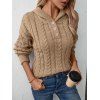 Pull à Capuche Vintage Epais en Tricot à Câble à Demi-Boutons - café lumière S | US 4