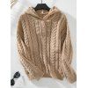 Pull à Capuche Vintage Epais en Tricot à Câble à Demi-Boutons - café lumière S | US 4