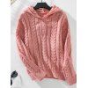 Pull à Capuche Vintage Epais en Tricot à Câble à Demi-Boutons - Rose clair XL | US 10