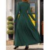 Robe Longue Fendue en Couleur Unie Ourlet à Volants à Manches Longues - Vert profond XL | US 10