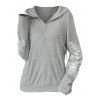 Sweat à Capuche Décontracté Fleur Imprimée Contrasté avec Poche Kangourou à Cordon - Gris Clair S | US 4