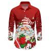 Chemise Boutonnée Père Noël Imprimé à Manches Longues - Rouge XL