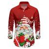 Santa Claus Print Crisscross Bowknot Belted Dress and Button Up Xmas Shirt Outfit - Rouge S | US 4