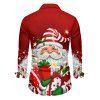 Santa Claus Print Crisscross Bowknot Belted Dress and Button Up Xmas Shirt Outfit - Rouge S | US 4