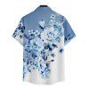 Floral Print V Neck Spaghetti Strap Dress and Button Up Short Sleeve Casual Shirt Outfit - Bleu clair S | US 4