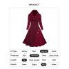 Foldover Cowl Neck Cable Knit Panel Mock Button Long Sleeve Knit Dress And Lace Up Over The Knee Boots Heart Shape Drop Earrings Outfit - Rouge foncé S | US 4