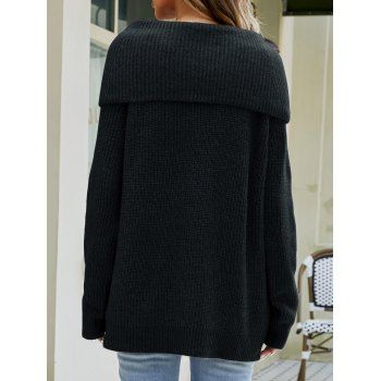 Solid Color Turtle Cowl Raglan Sleeve Loose Knit Sweater 