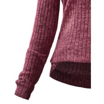 Half Zipper V Neck Ribbed Textured Long Sleeve Casual Top 