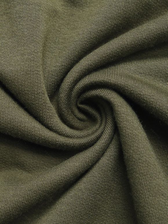 Drop Shoulder Patchwork Snap Button Hooded Top And Zip Fly Flare Jeans Life Tree Pattern Hoop Drop Earrings Casual Outfit - Vert profond S | US 4