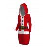 Mini Robe à Capuche de Noël 3D Imprimé Contrastée Manches Longues à Cordon - Rouge M | US 6